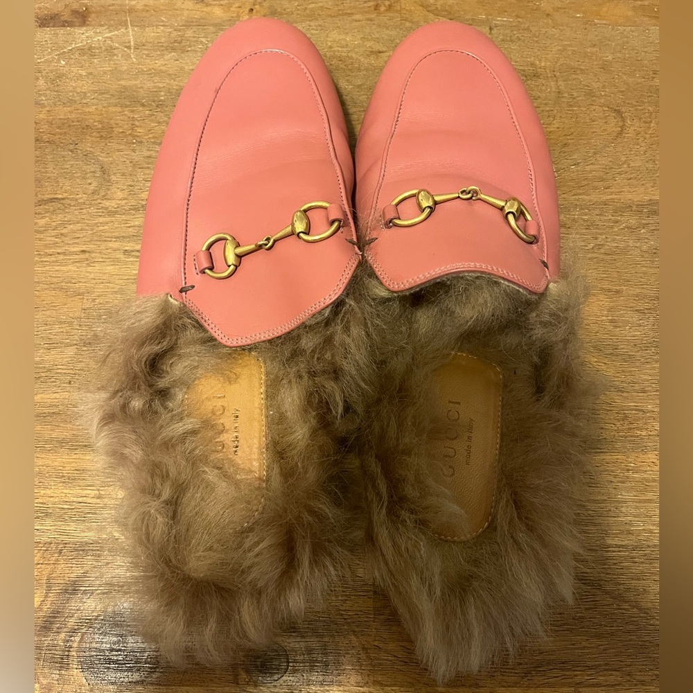 Gucci Princetown Pink Fur Lined Mules